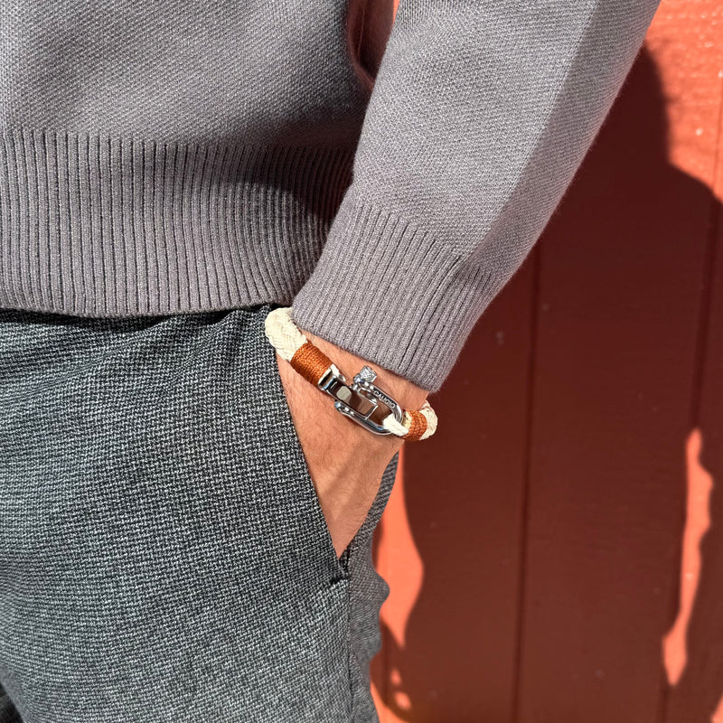 Gray Cotton Rope Bracelet with Adjustable Screw Clasp, Gio