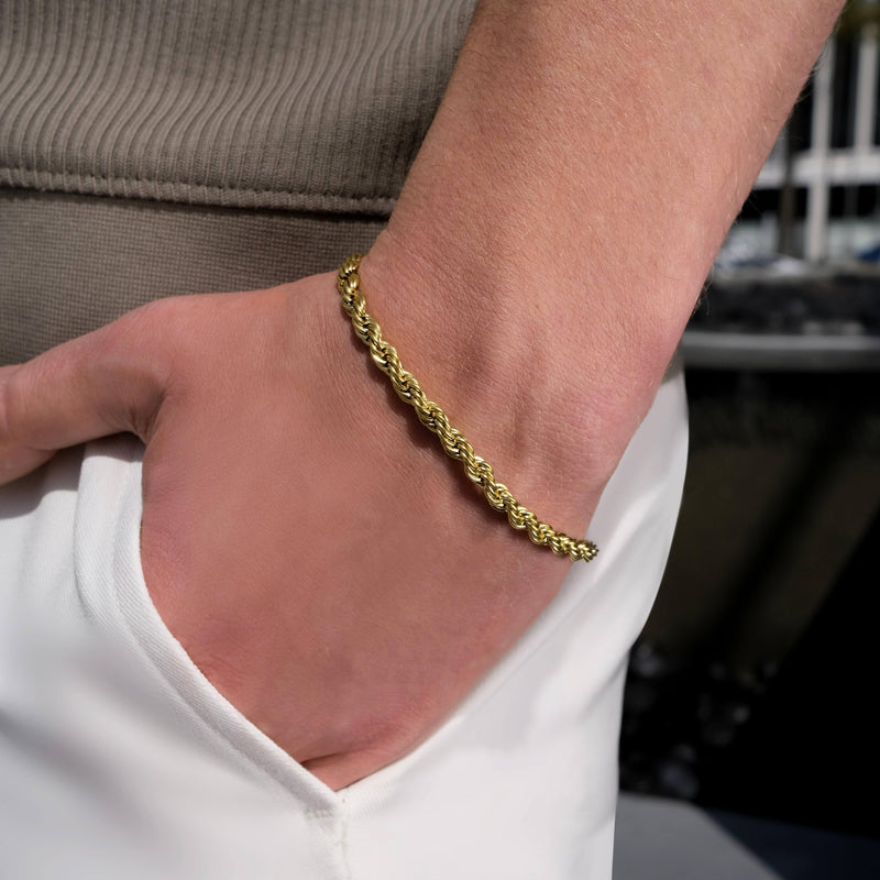 Men's Gold Braided Chain Bracelet M (17cm / 6.7”)
